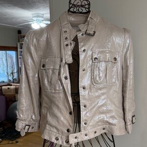 Stylish Cream Glazed Linen Jacket